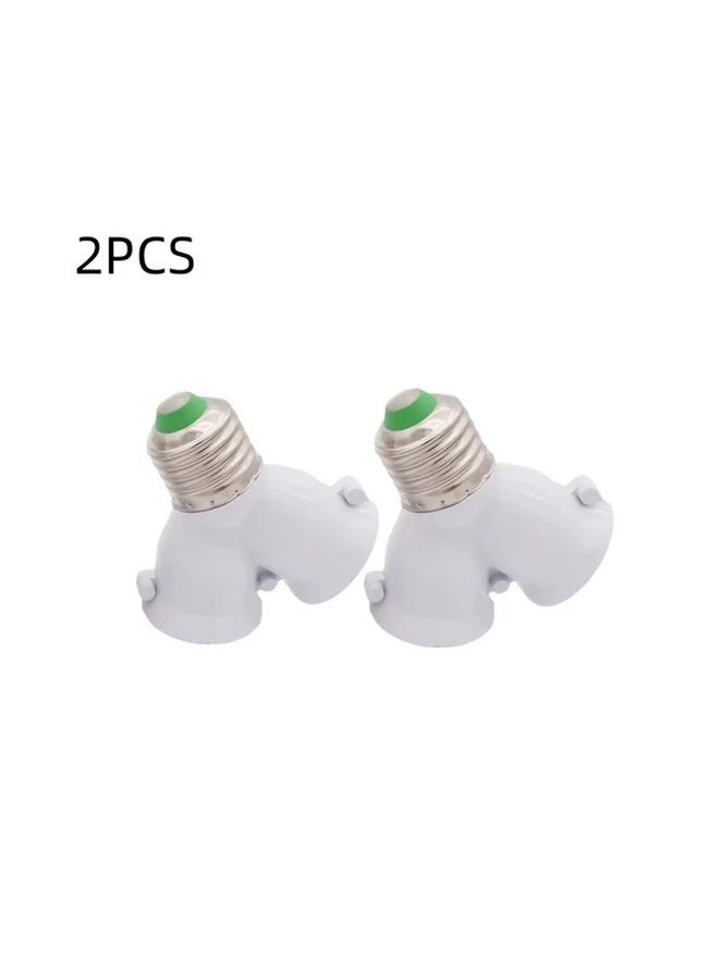 2 Pcs 2 In 1 E27 Socket Extender And Splitter White With Green Cap - Image 1