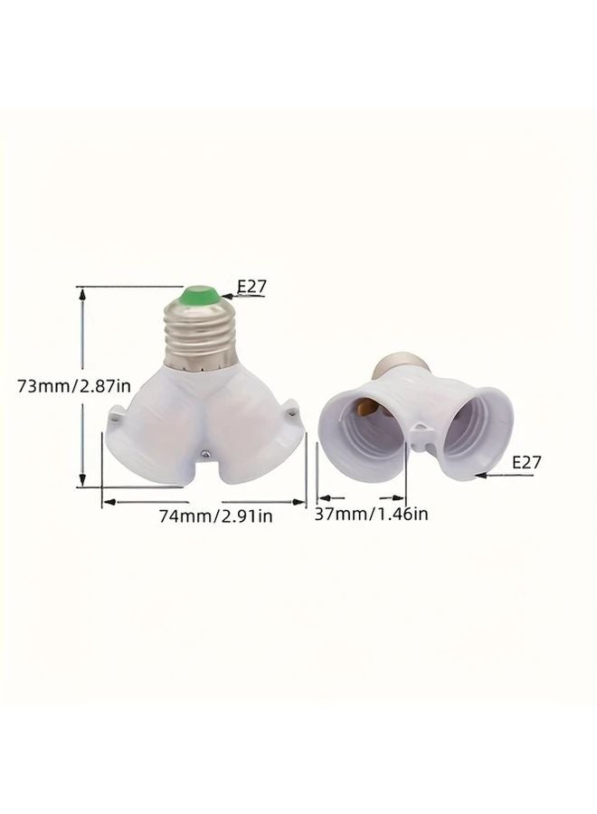 2 Pcs 2 In 1 E27 Socket Extender And Splitter White With Green Cap - Image 3