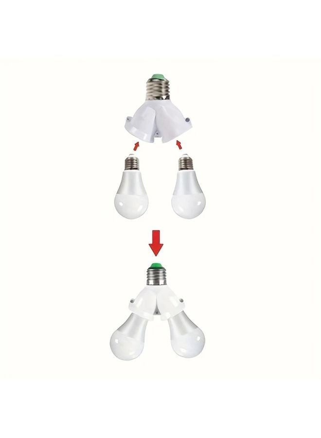 2 Pcs 2 In 1 E27 Socket Extender And Splitter White With Green Cap - Image 5
