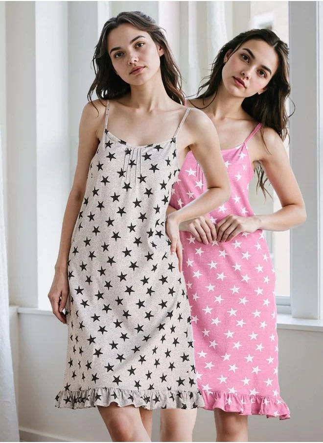 FAV Set of 2 - All-Over Print Slip Dress
