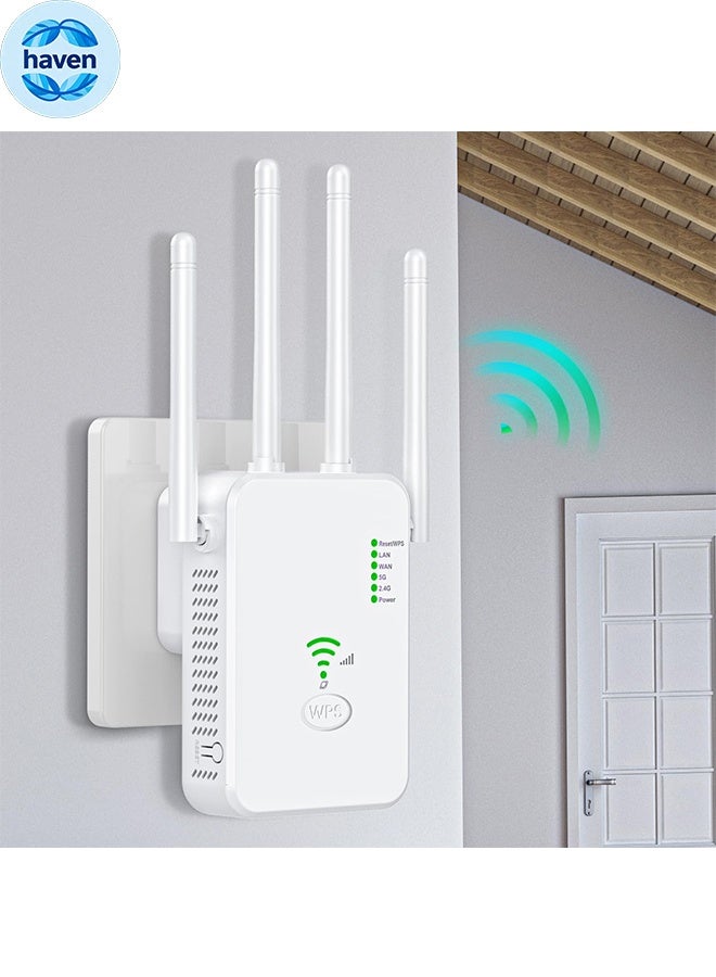 HAVEN WiFi Extender | 300Mbps Dual Band Signal Booster | 5G & 2.4G Coverage | One-Touch Setting | Plug-and-Play | AC100-240 Repeater - Image 1