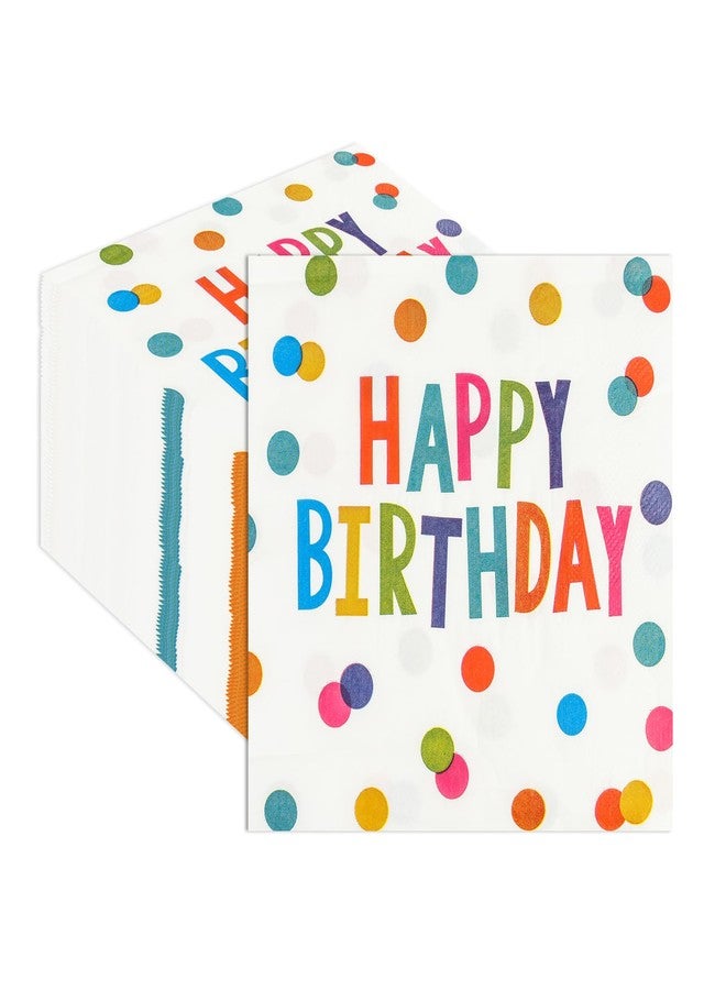 HFBOBP 50PCS Happy Birthday Paper Napkins 13 x 13 Inches Luncheon Napkins Cocktail Napkins Disposable Colourful Dots Theme Decorations Supplies for Kids Birthday, Baby Shower Party - Image 1