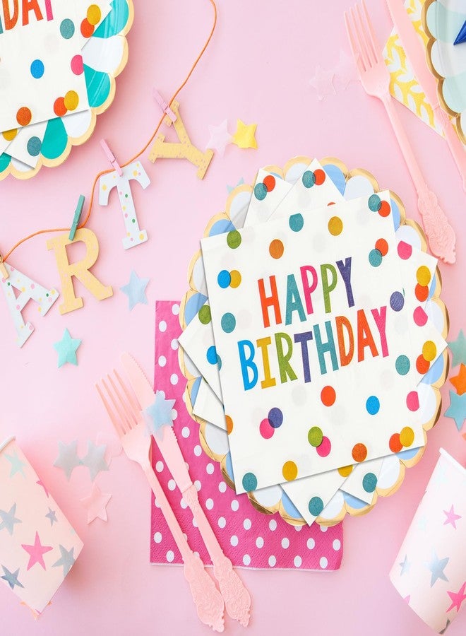 HFBOBP 50PCS Happy Birthday Paper Napkins 13 x 13 Inches Luncheon Napkins Cocktail Napkins Disposable Colourful Dots Theme Decorations Supplies for Kids Birthday, Baby Shower Party - Image 4