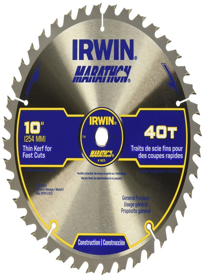 IRWIN Tools MARATHON Carbide Table/Miter Circular Saw Blade, 10-Inch, 40T (24070) - Image 1