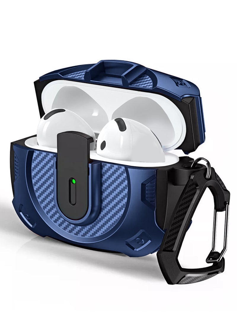CATANES - Airpods 4 Case Hard Shell Protective Armor LED Visible Wireless Charging Case Cover with Lock - Dark Blue - Image 1
