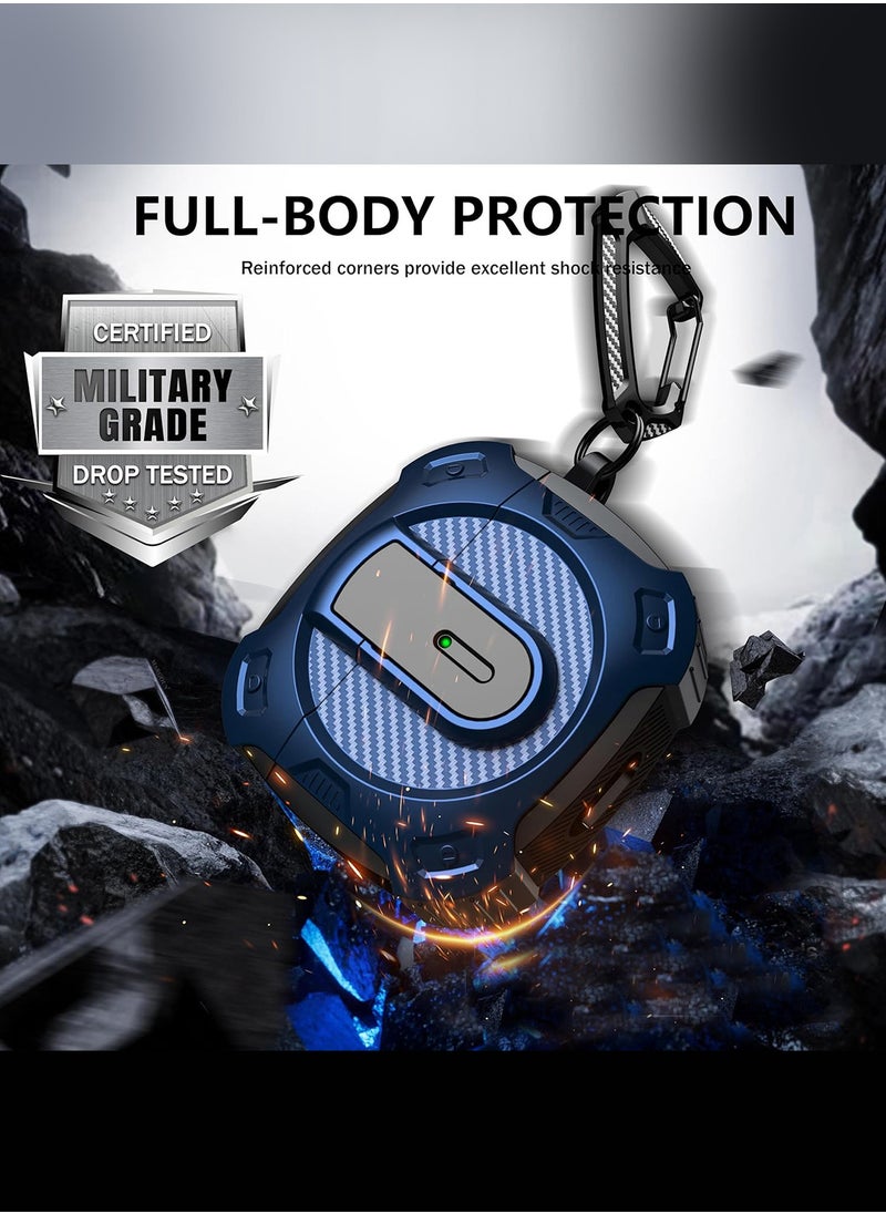 CATANES - Airpods 4 Case Hard Shell Protective Armor LED Visible Wireless Charging Case Cover with Lock - Dark Blue - Image 1
