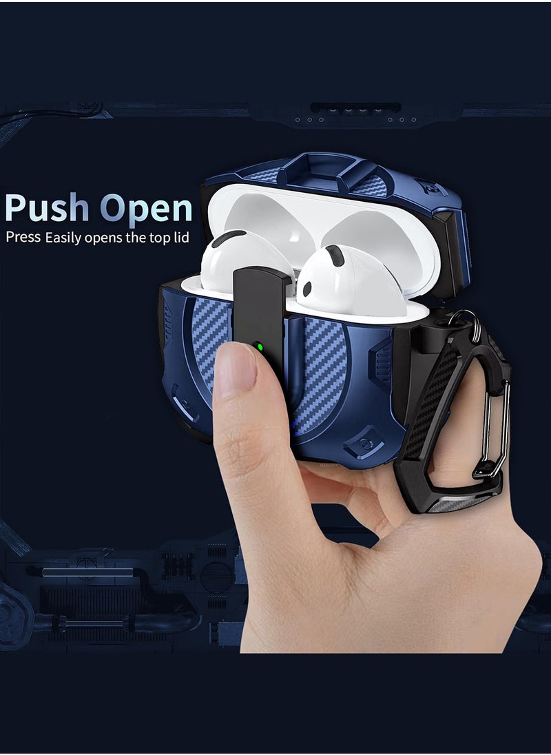 CATANES - Airpods 4 Case Hard Shell Protective Armor LED Visible Wireless Charging Case Cover with Lock - Dark Blue - Image 1