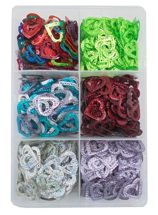 إيشوبي مجموعة أدوات التطريز والحرف اليدوية من إي شوببي، سيتارا مزينة بالترتر، علبة 150 جرام، لصنع المجوهرات (على شكل قلب) - Image 1