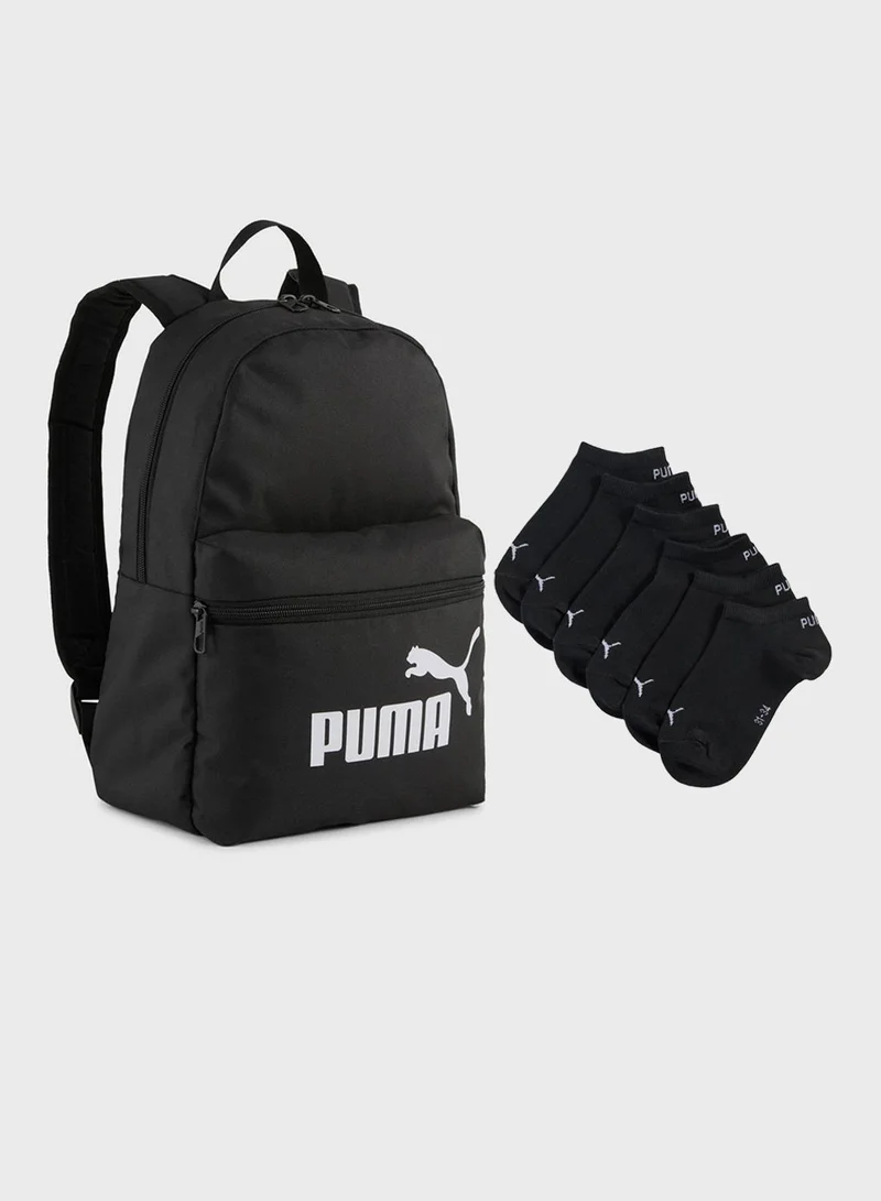 بوما youth phase small backpack with socks