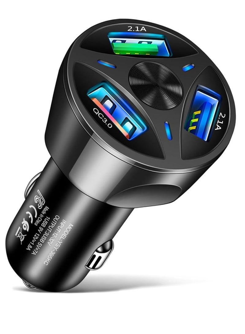 USB Car Charger, 55W/7A, QC3.0 3A – 3 USB Ports, Fast Car Charger Adapter,  Charger for Mobile Phones. Supports Fast Charging and is Compatible with iPhone 12, 13 Pro/Max, 11, X, and more.  - Image 1