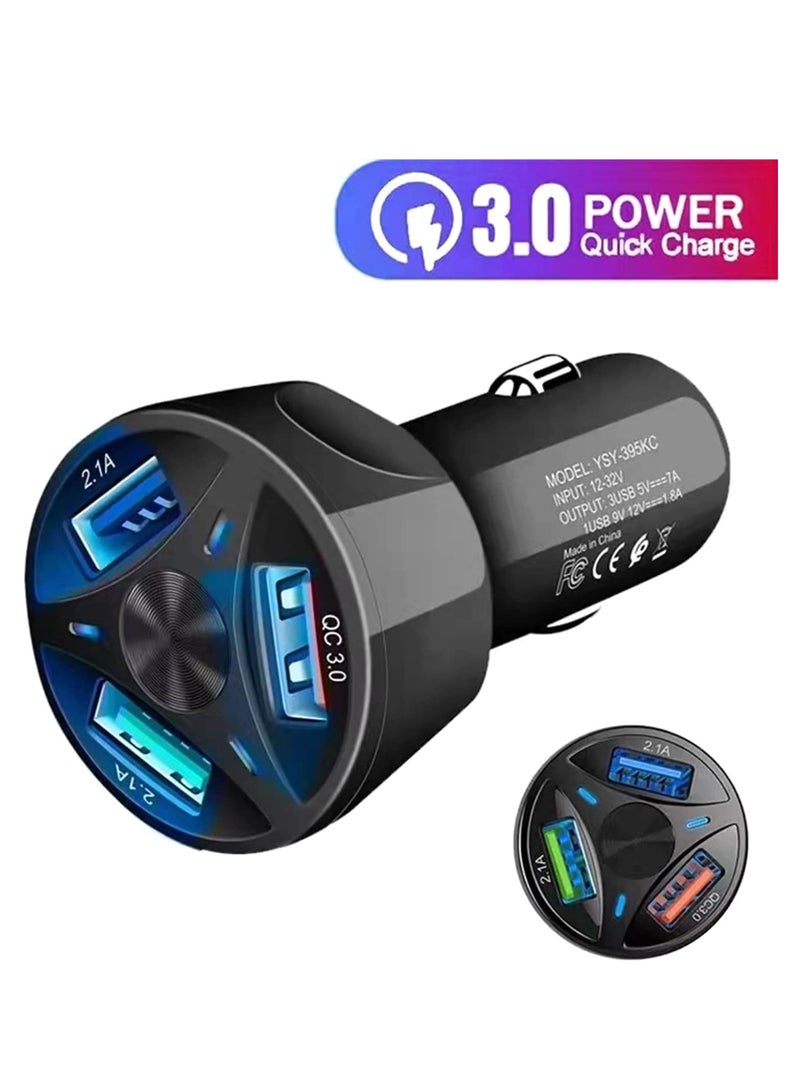 USB Car Charger, 55W/7A, QC3.0 3A – 3 USB Ports, Fast Car Charger Adapter,  Charger for Mobile Phones. Supports Fast Charging and is Compatible with iPhone 12, 13 Pro/Max, 11, X, and more.  - Image 3