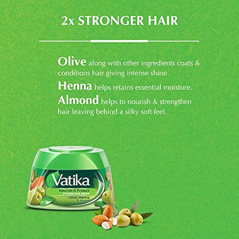 Vatika Naturals Nourish & Protect Styling Hair Cream (125mL) | Natural Extract of Henna, Almond & Aloe Vera | Prevents Premature Greying Hair | Provides Natural Shine - Image 3