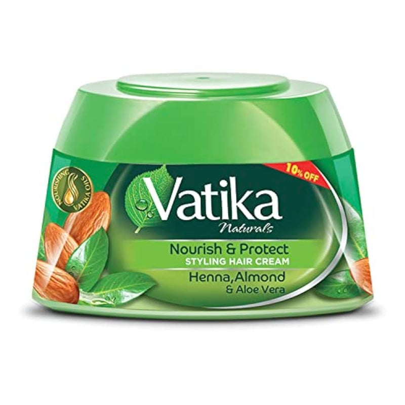 Vatika Naturals Nourish & Protect Styling Hair Cream (125mL) | Natural Extract of Henna, Almond & Aloe Vera | Prevents Premature Greying Hair | Provides Natural Shine - Image 1