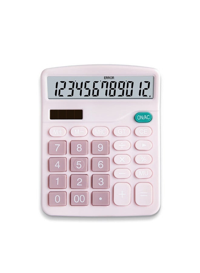 Simaa Stationery 837 Dual Power Calculator, Solar-powered Desktop Calculator With 12-digit Large Screen, Office Supplies, Single Pack 7088, Pink - Image 2