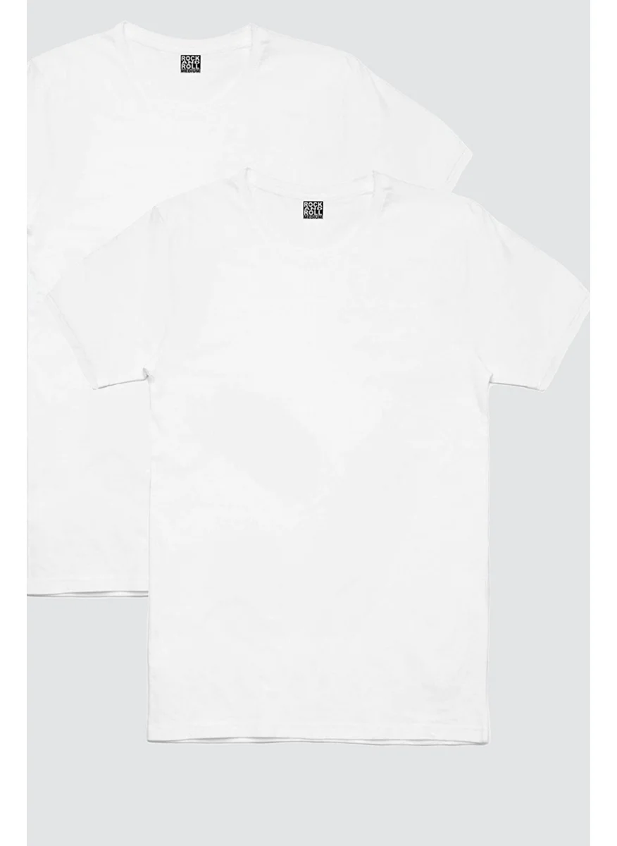 Rock&Roll Plain, Unprinted White T-Shirt Men's 2-Piece Eco Pack