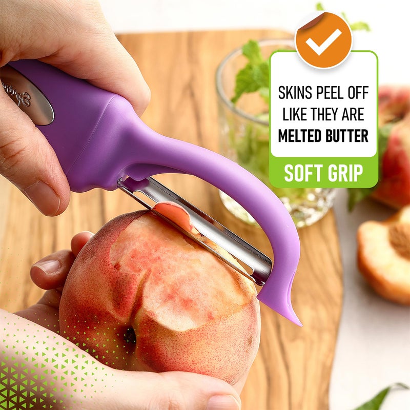 Spring Chef Premium Swivel Vegetable Peeler, Comfortable Handle and Ultra Sharp Stainless Steel Blades - Perfect Kitchen Peeler For Veggie, Fruit, Potato, Carrot, Apple - Orchid - Image 4