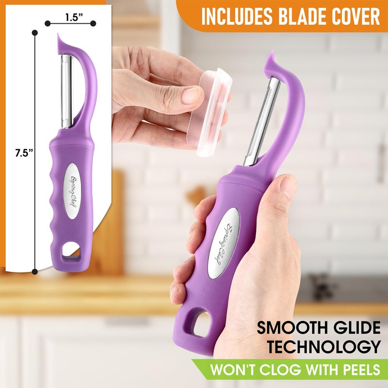Spring Chef Premium Swivel Vegetable Peeler, Comfortable Handle and Ultra Sharp Stainless Steel Blades - Perfect Kitchen Peeler For Veggie, Fruit, Potato, Carrot, Apple - Orchid - Image 3
