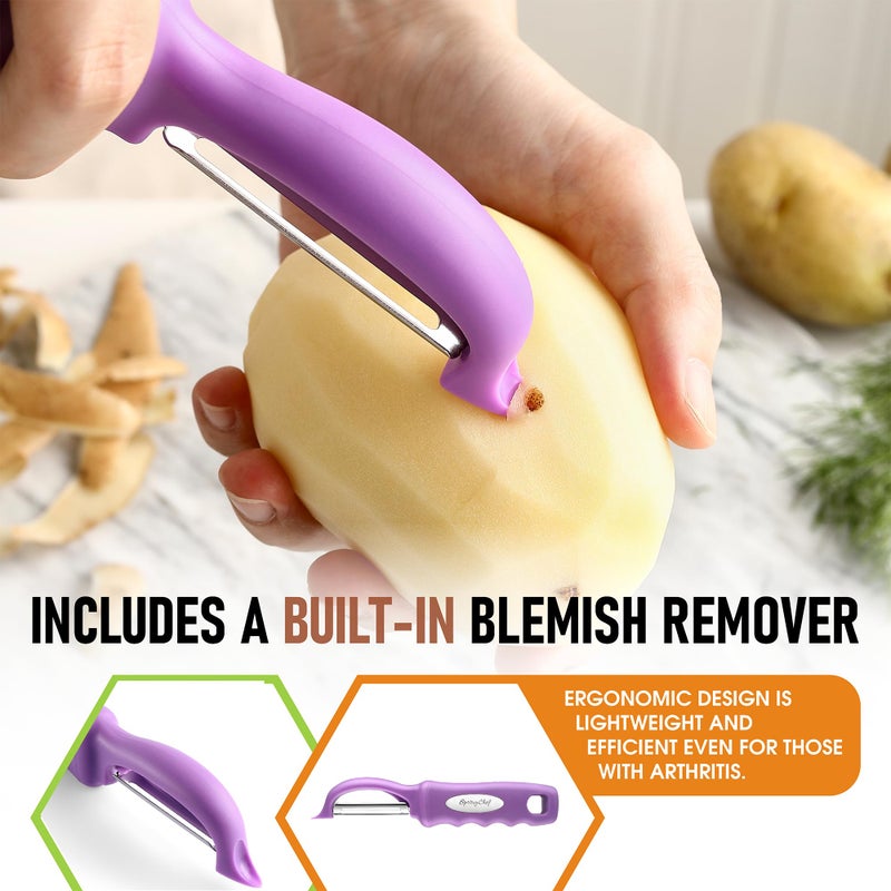 Spring Chef Premium Swivel Vegetable Peeler, Comfortable Handle and Ultra Sharp Stainless Steel Blades - Perfect Kitchen Peeler For Veggie, Fruit, Potato, Carrot, Apple - Orchid - Image 5