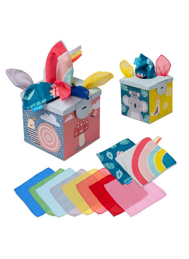 Taf Toys Taf Toys Sensory Crinkle Tissue Box for Toddlers. STEM Montessori Toy with Colorful Soft Scarves and Crinkling Blankies  - Image 1