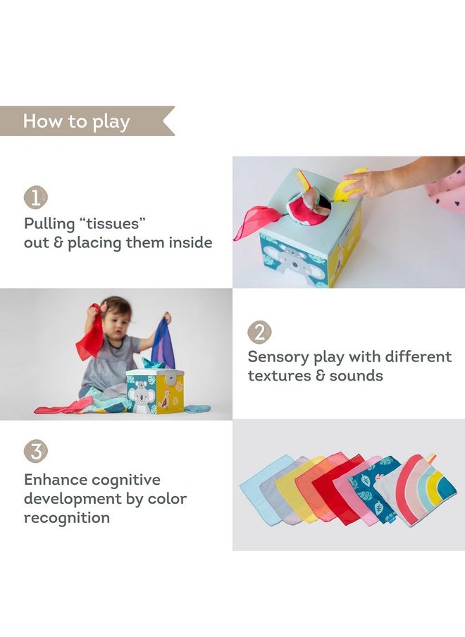 Taf Toys Taf Toys Sensory Crinkle Tissue Box for Toddlers. STEM Montessori Toy with Colorful Soft Scarves and Crinkling Blankies  - Image 3