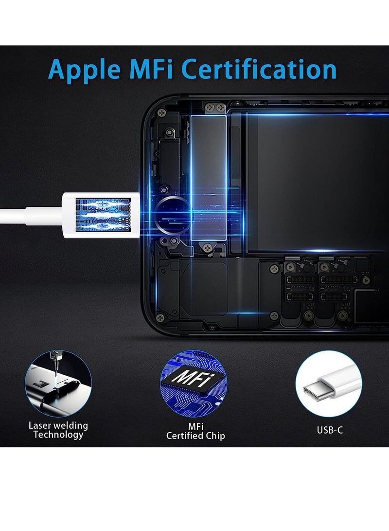 MFi Certified Type C to Lightning Cable for iPhone 14 Pro Max/ 13/13 Pro/13 Mini/12/12 Mini/12 Pro/11 Pro/11 Pro Max, Pack of 2,6ft - Image 3