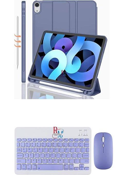 Tablet Case and Keyboard Mouse Set Compatible with iPad Air 11 Inch 6th Generation Smart Case with Pen Compartment