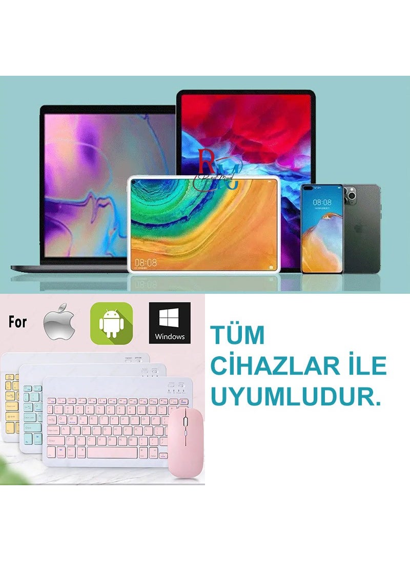 Tablet Case and Keyboard Mouse Set Compatible with iPad Air 11 Inch 6th Generation Smart Case with Pen Compartment