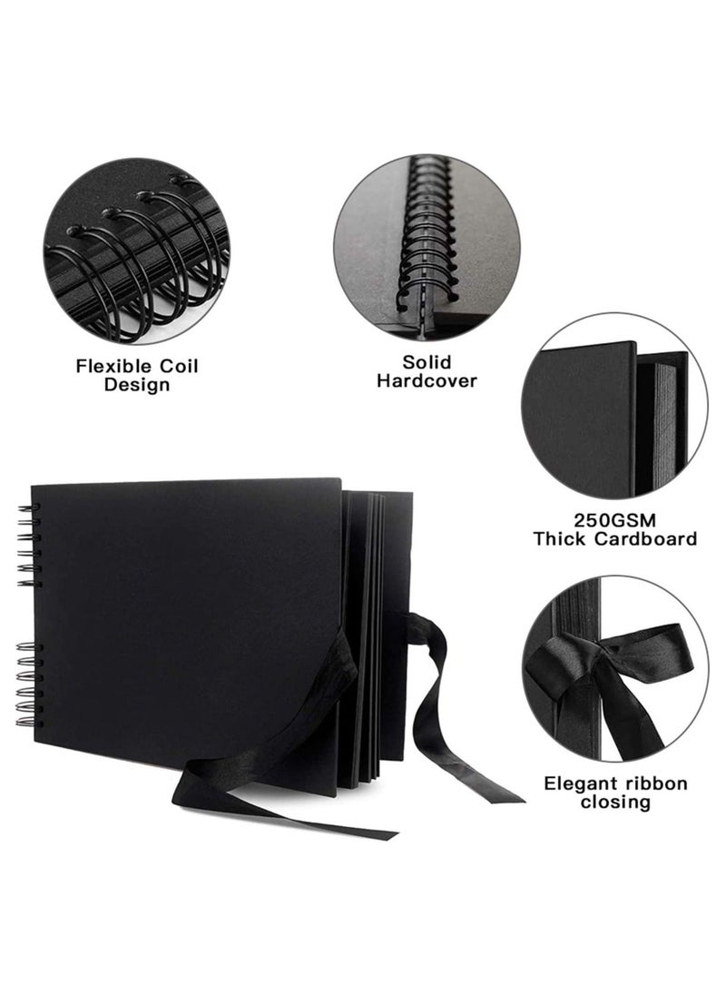 Scrapbook Photo Album, Wedding Guest Book Anniversary Memory Scrapbooking, Photo Album with DIY Accessories Kit for Craft Paper Gifts, Black Cover 40 Sheets 11.5 x 8.5 Inch  - Image 2