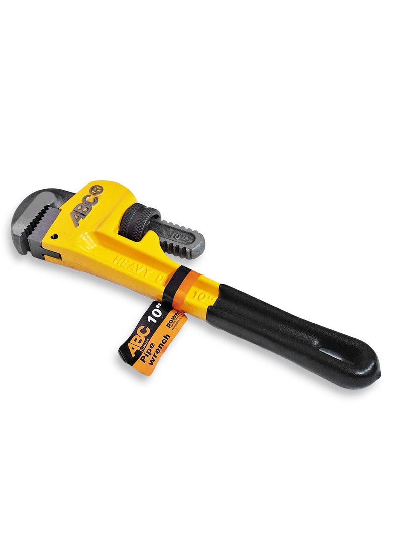 ABC Pipe wrench 10 inch , heavy duty metal body, adjustable jaw with strong teeth, comfortable non-slip handle, suitable for loosening and tightening pipes, valves, metal parts, etc., used in workshops, plumbing stores, and inside technician's kit.  - Image 2