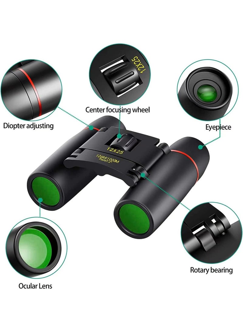 12X25 Small Pocket Binoculars Compact Adults,Mini Kids Binoculars Boys for Bird Watching,Concert Theater Opera - Image 4