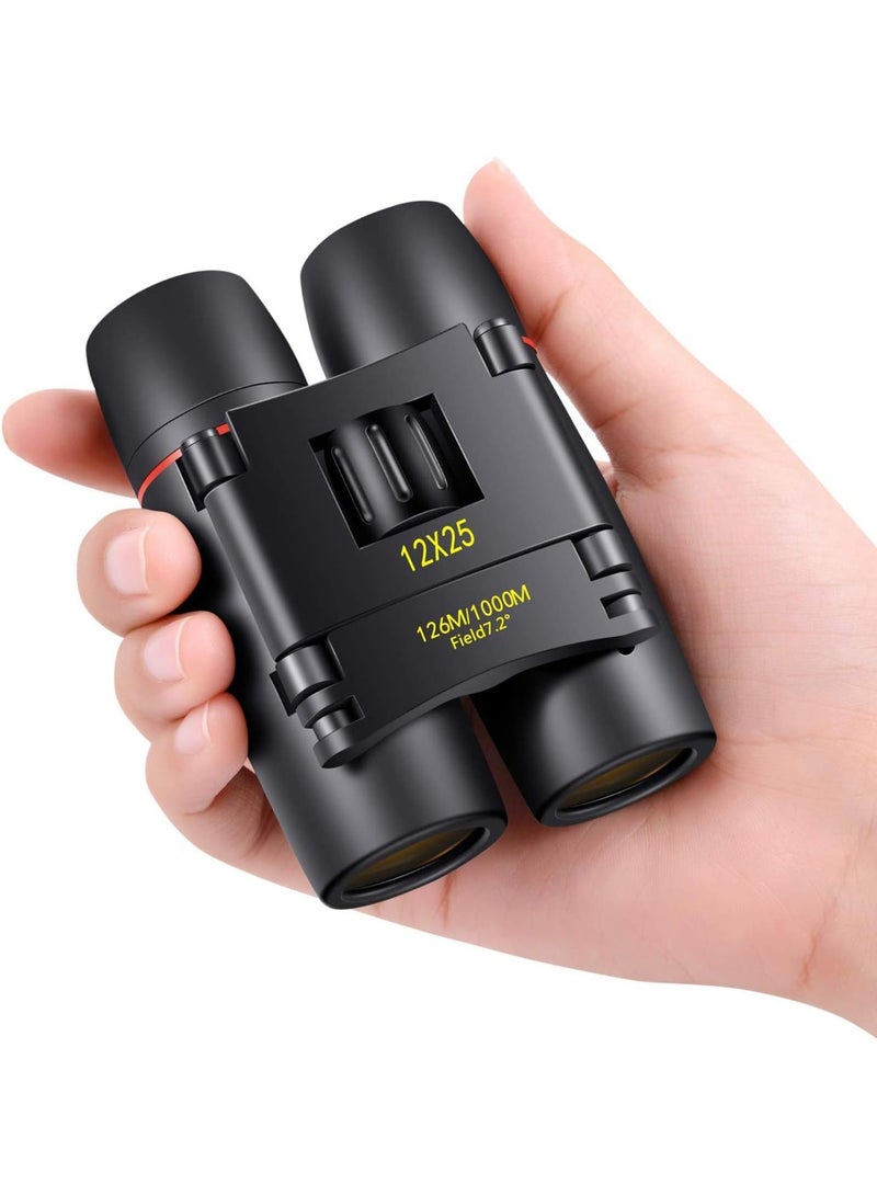12X25 Small Pocket Binoculars Compact Adults,Mini Kids Binoculars Boys for Bird Watching,Concert Theater Opera - Image 1