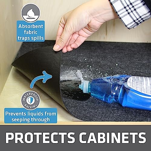 Drymate Premium Under Sink Mat, Waterproof Cabinet Protection Mats for Kitchen & Bathroom, Absorbent Shelf Liners, Slip-Resistant, Non-Adhesive, Machine Washable (USA Made)(24”x29”)(Charcoal) - Image 2