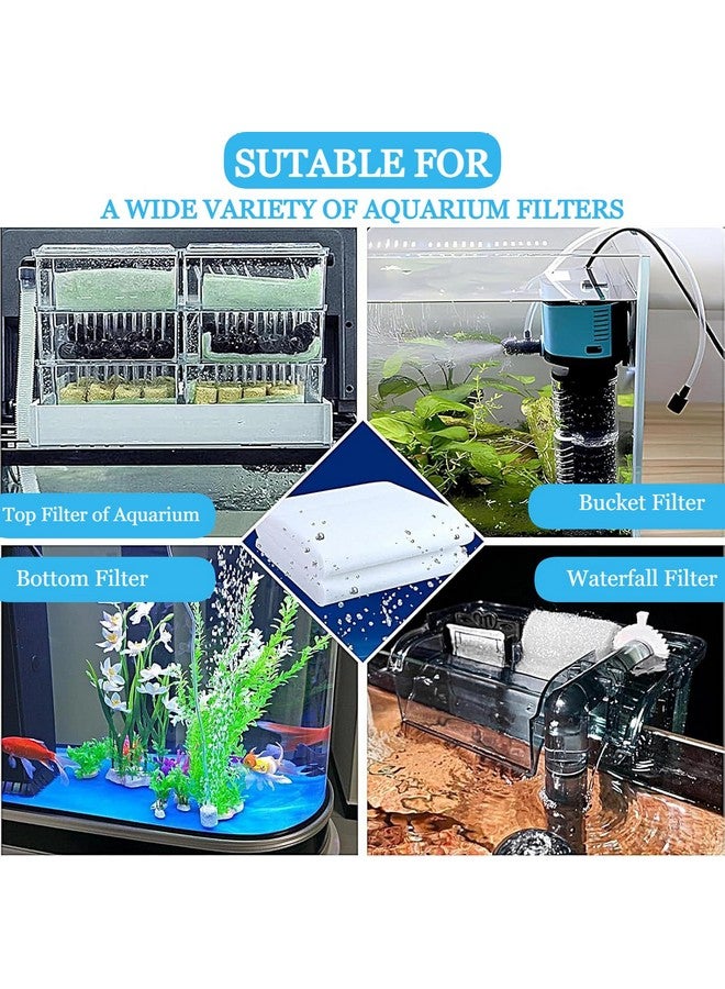 6Pcs Aquarium Filter Sponge Fish Tank Filters Sponge Pad Reusable Mechanical And Biological White Cotton Filtration Sponge Biochemical Top Filter For Aquarium Filter Media Sponge (38X12X2Cm)