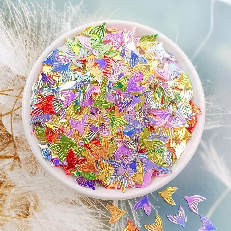 Ya Leduo Transparent Color 10MM Fishtail DIY Jewelry Accessories Golden Light Cross-border Beading Mermaid Ji Live Fishtail Bright C1 golden light random color mixing