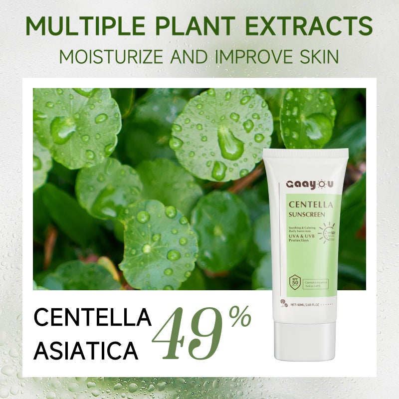 Gaayou Centella Sunscreen SPF50 PA++++ Calming Moisture Facial Sunscreen Centella Asiatica Korean Sunscreen Matte No White Cast Face Sun Screen for Oily Sensitive Skin - Image 3