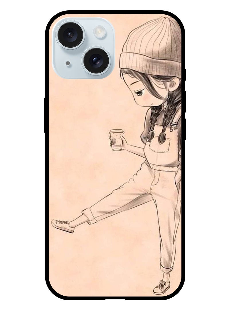 Theodor Protective Case Anti Scratch Shock Proof Bumper Cover For iPhone 15 Girl drink coffee - Image 1
