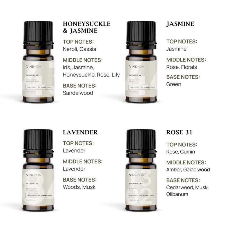 VINEVIDA [Set of 8] Floral Scents for Candle Making, Made in USA Candle Fragrance Oil, Soap Making Essential Oils, Diffuser Oil Scents - Image 3