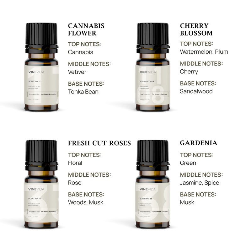 VINEVIDA [Set of 8] Floral Scents for Candle Making, Made in USA Candle Fragrance Oil, Soap Making Essential Oils, Diffuser Oil Scents - Image 2