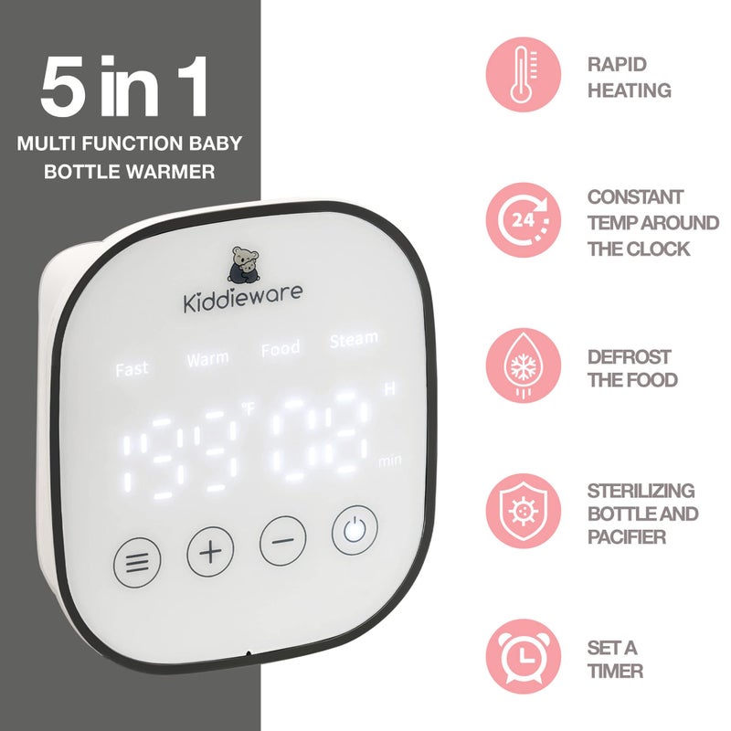 Kiddieware Baby Bottle Warmer for Breastmilk - 5-in-1 Feeding Bottle Warmers for all Bottles, Food Jars, and Breastmilk Bags - Smart Accurate Temperature Control, Automatic Shut-Off Milk Warmer for Baby - Image 2