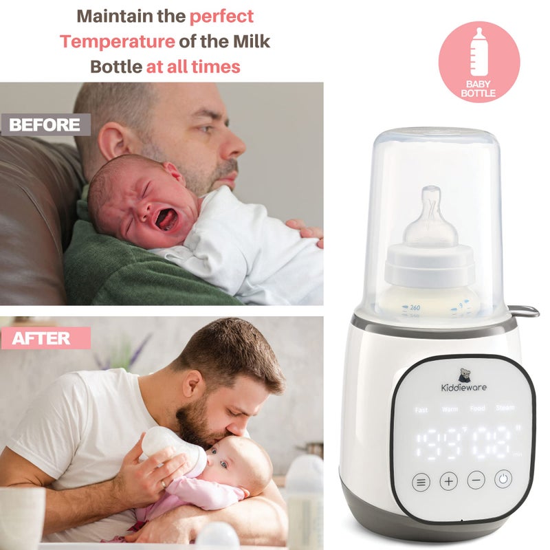 Kiddieware Baby Bottle Warmer for Breastmilk - 5-in-1 Feeding Bottle Warmers for all Bottles, Food Jars, and Breastmilk Bags - Smart Accurate Temperature Control, Automatic Shut-Off Milk Warmer for Baby - Image 4