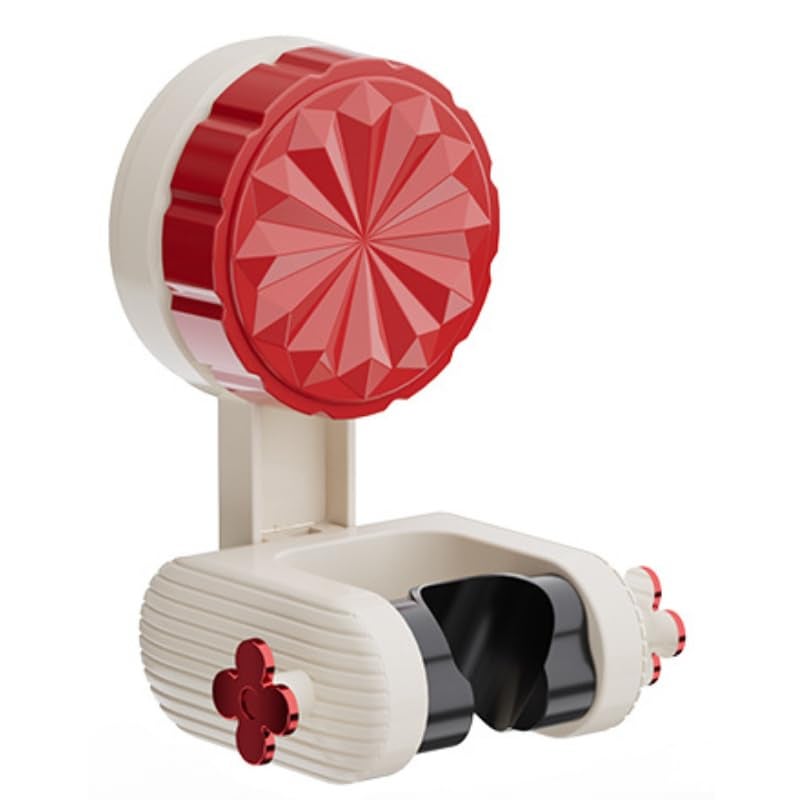 Cisily Cisily Adjustable Shower Head Holder, Wall-Mounted Vacuum Suction Cup Bracket, 11.2 x 8 x 7.2 cm, White and Red  - Image 1