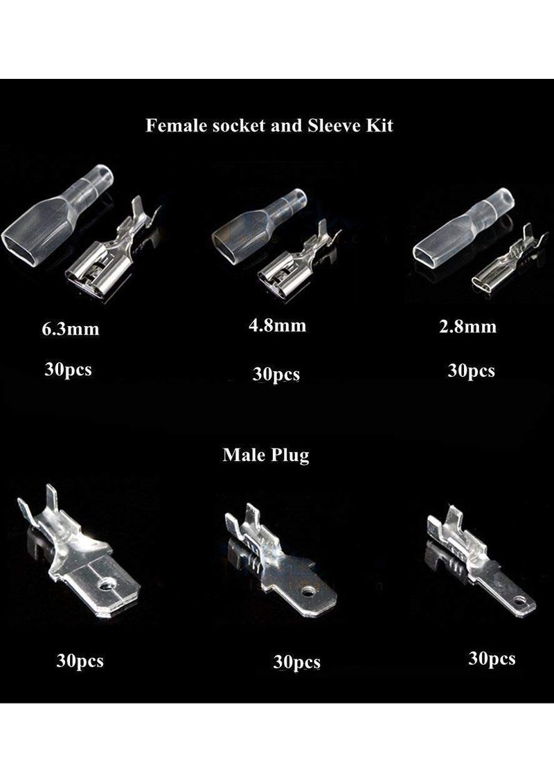 270 Pieces Quick Connector Male Bus Spade Connector Crimp Terminal Assortment Kit, 2.8/4.8/6.3mm Spade Quick Disconnect Connector Kit for Electrical Wiring Car Audio Speakers - pzsku/Z1475AAB47267EF75B751Z/45/_/1723026673/ce37ce29-972e-436a-9ef2-99c35b1b57c5