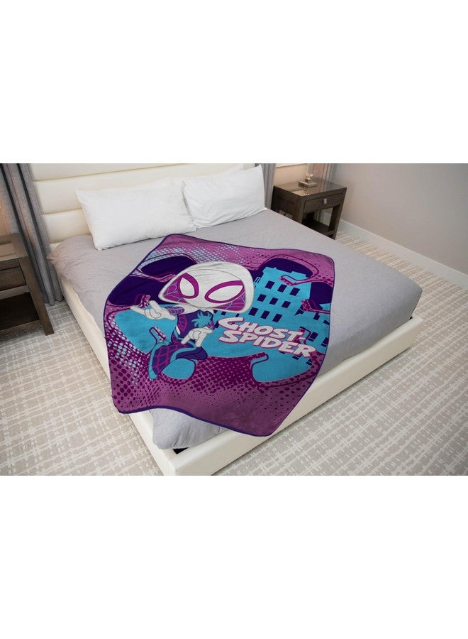 MARVEL Marvel Spidey and His Amazing Friends Ghost Spider Gwen Throw Blanket - Measures 46 x 60 inches, Kids Bedding Features Gwen Stacy - Fade Resistant Super Soft Fleece (Official Product)  - Image 3
