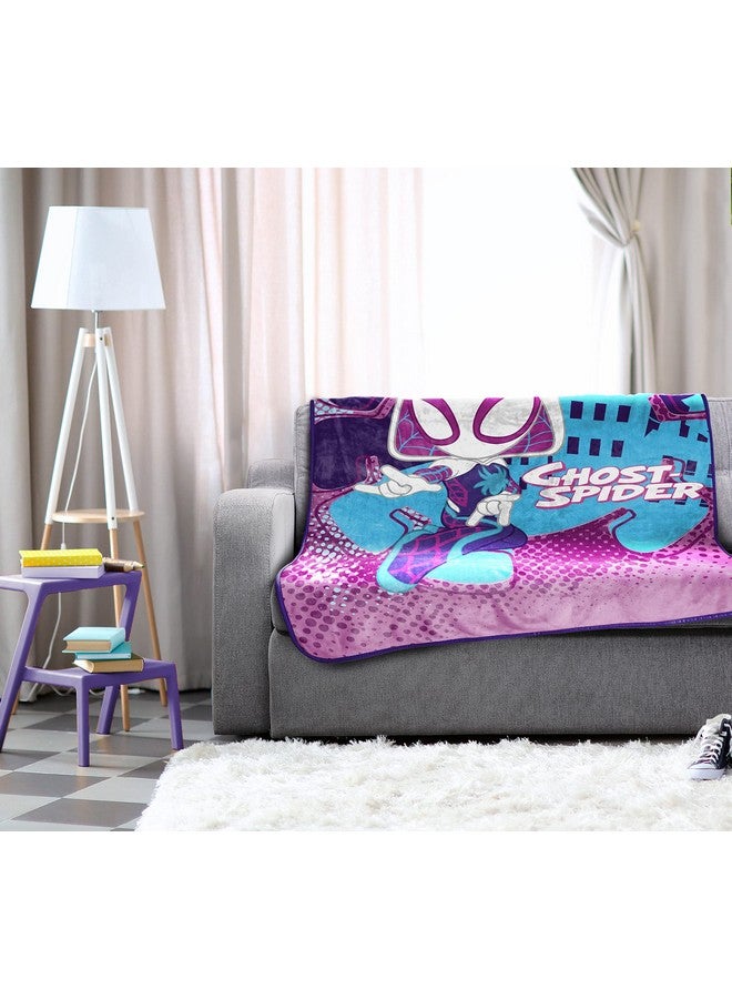 MARVEL Marvel Spidey and His Amazing Friends Ghost Spider Gwen Throw Blanket - Measures 46 x 60 inches, Kids Bedding Features Gwen Stacy - Fade Resistant Super Soft Fleece (Official Product)  - Image 2