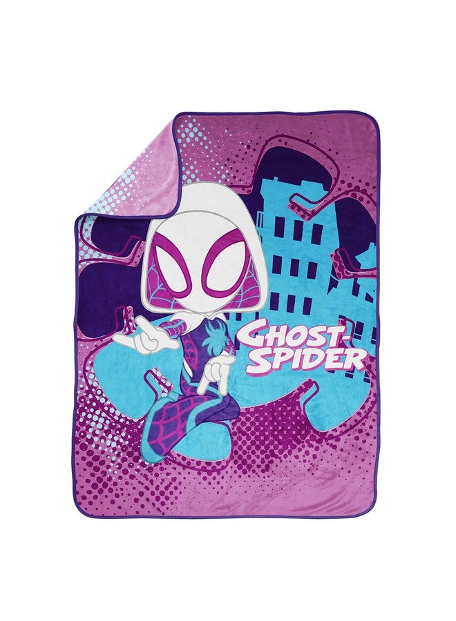 MARVEL Marvel Spidey and His Amazing Friends Ghost Spider Gwen Throw Blanket - Measures 46 x 60 inches, Kids Bedding Features Gwen Stacy - Fade Resistant Super Soft Fleece (Official Product)  - Image 4