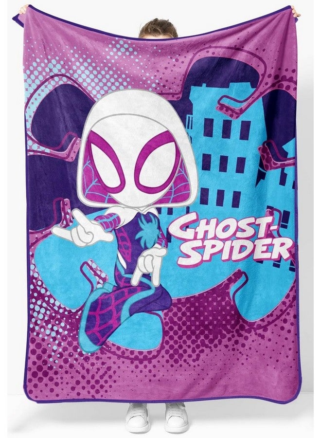 MARVEL Marvel Spidey and His Amazing Friends Ghost Spider Gwen Throw Blanket - Measures 46 x 60 inches, Kids Bedding Features Gwen Stacy - Fade Resistant Super Soft Fleece (Official Product)  - Image 1