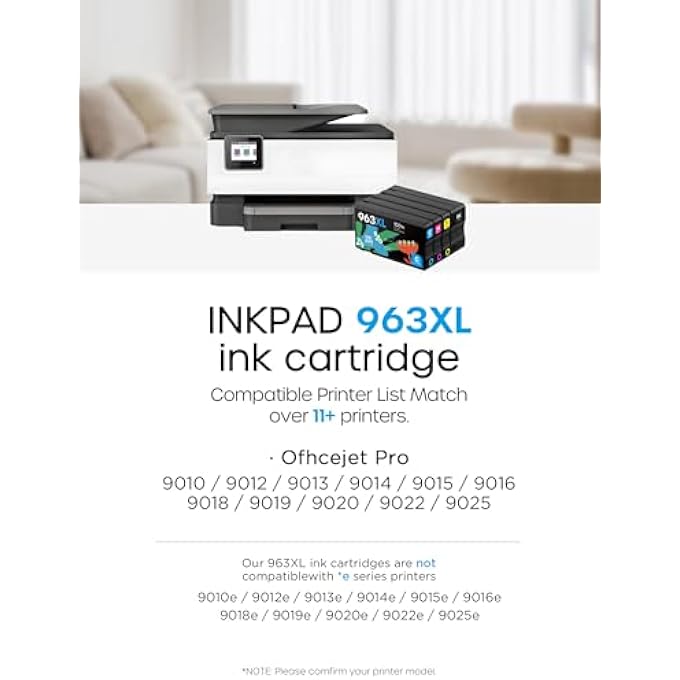 خراطيش متعددة العبوات 963XL لطابعة HP 963 963 XL لطابعة HP OFFICEJET PRO 9010 9012 9013 9014 9015 9016 9018 9019 9020 9022 9023 9025 9026 9026 900 28 (أسود/سماوي/قرمزي/أصفر) - Image 3