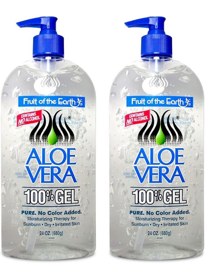 Fruit Of The Earth Aloe Vera 100% Gel with Tocopheryl Acetate, DMDM Hydantoin, Tetrasodium EDTA, Carbomer, Aloe Vera Gel, Triethanolamine, Diazolidinyl Urea, 24 oz (2 pack) - Image 1