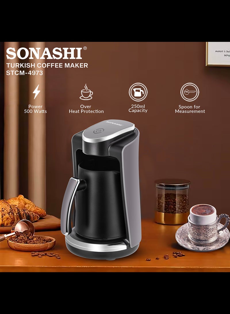 SONASHI Electric Turkish Coffee Maker 250ML Capacity with Light & Sound Indicator | Auto Cut-Off Feature and Overheat Protection 250 ml 500 W STCM-4973 Black/Silver - Image 3