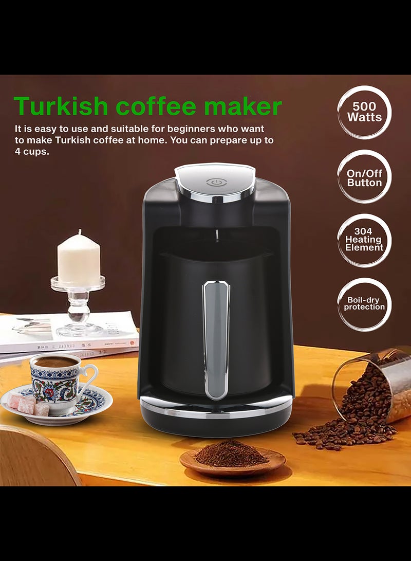 SONASHI Electric Turkish Coffee Maker 250ML Capacity with Light & Sound Indicator | Auto Cut-Off Feature and Overheat Protection 250 ml 500 W STCM-4973 Black/Silver - Image 5
